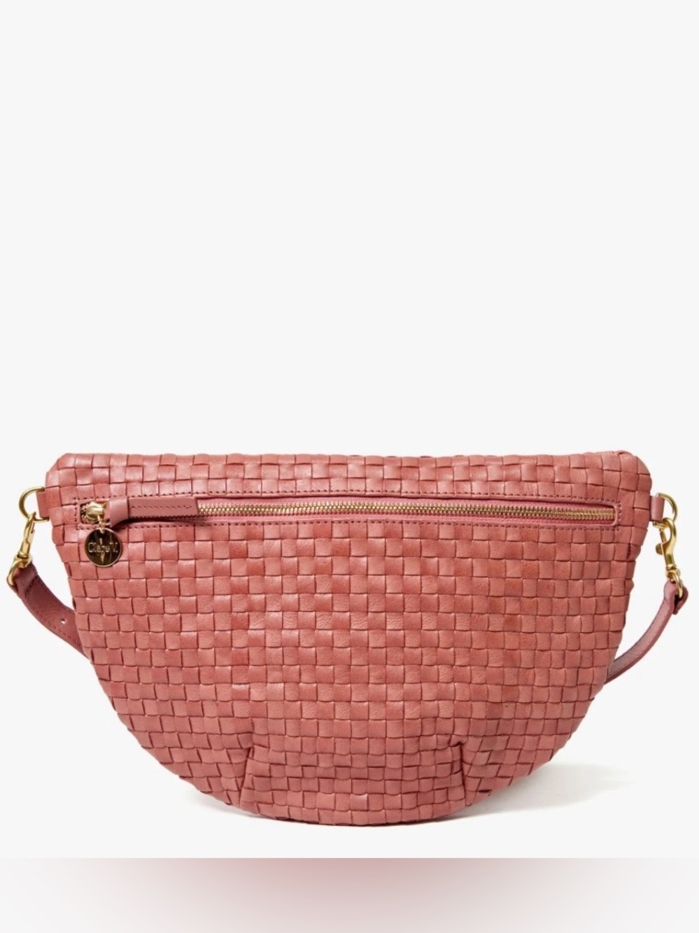 Clare V. Grande Fanny in Rose Clay Woven Checker EUC